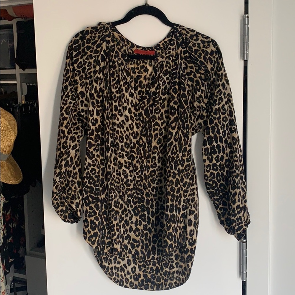Tamara Mellon cotton leopard print blouse 6/8